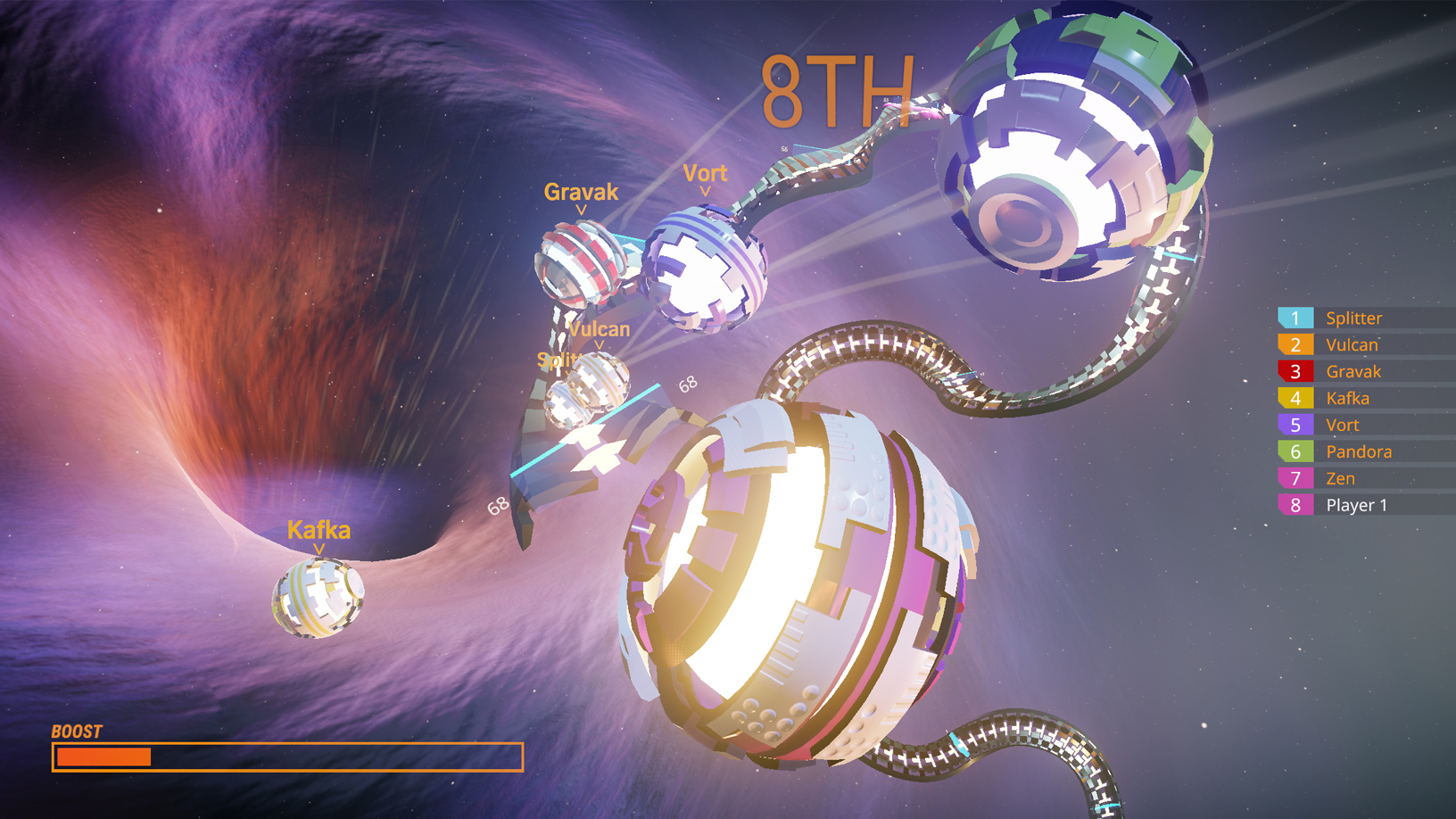 A screenshot from the Apple Arcade game The Super Impossible Race.