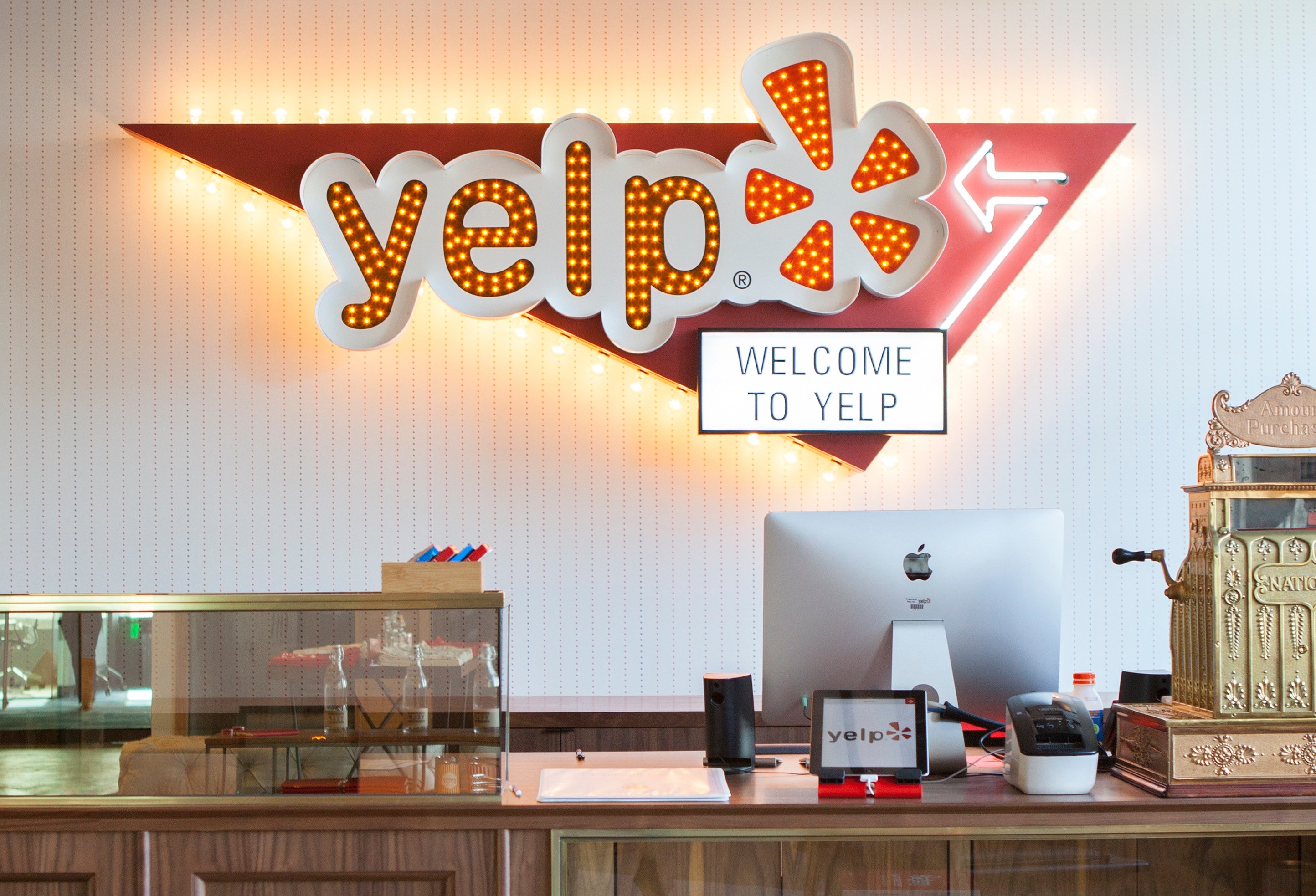 Reception area at Yelp headquarters.