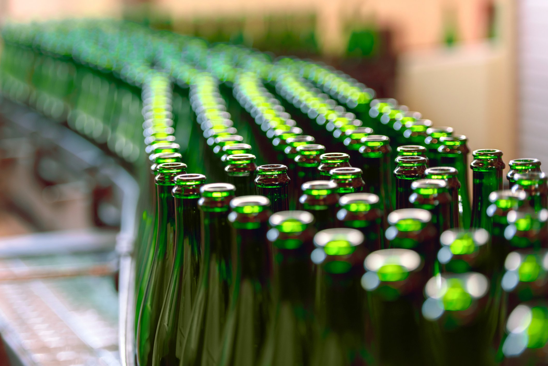 Green beer bottles
