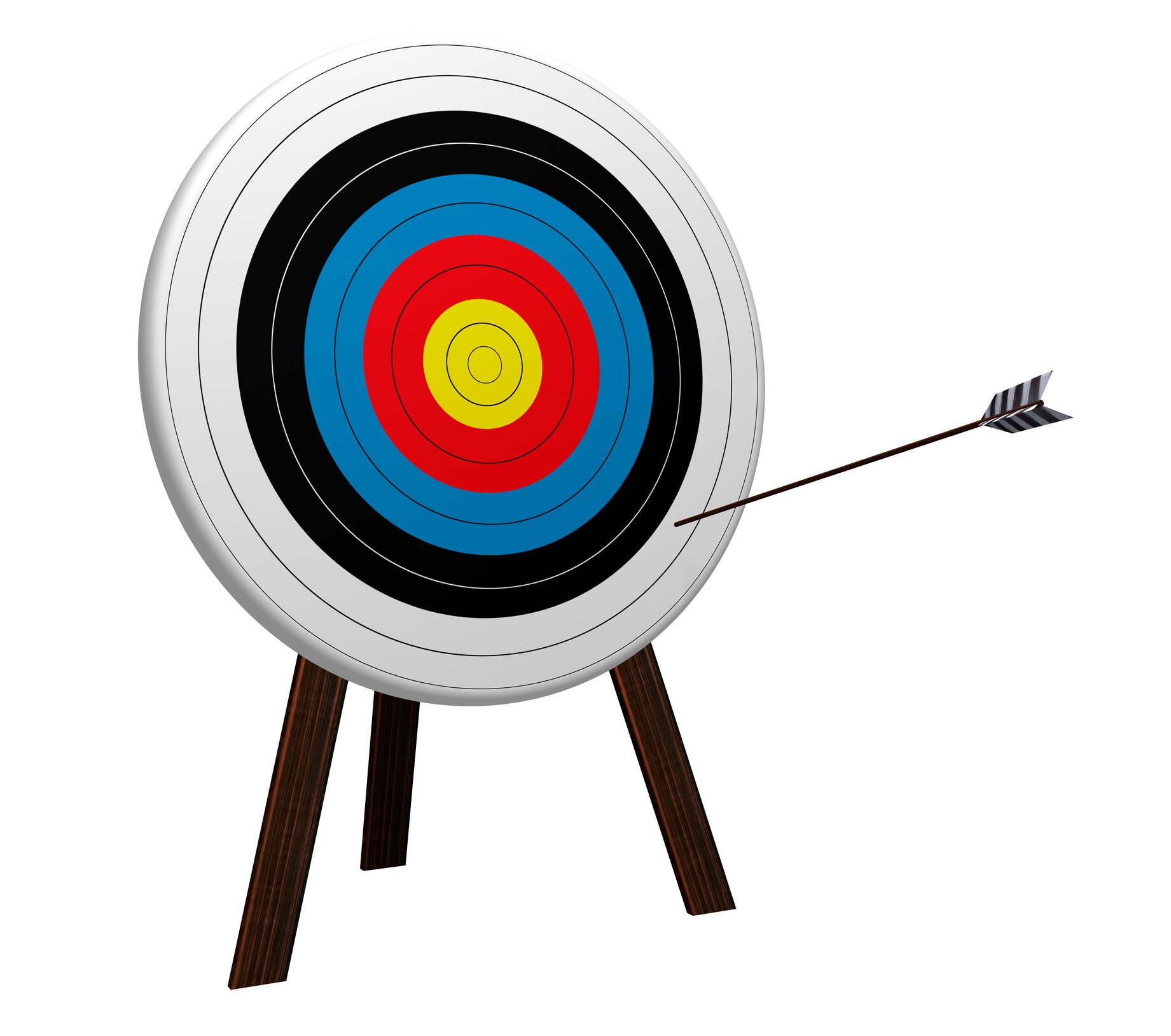An arrow on the outer edge of a target.