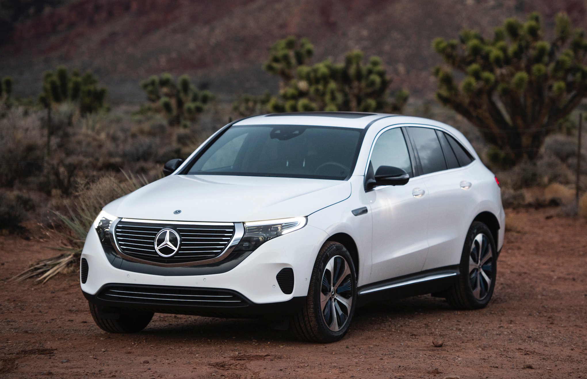 A Mercedes-Benz EQC, a battery-electric compact luxury crossover SUV.