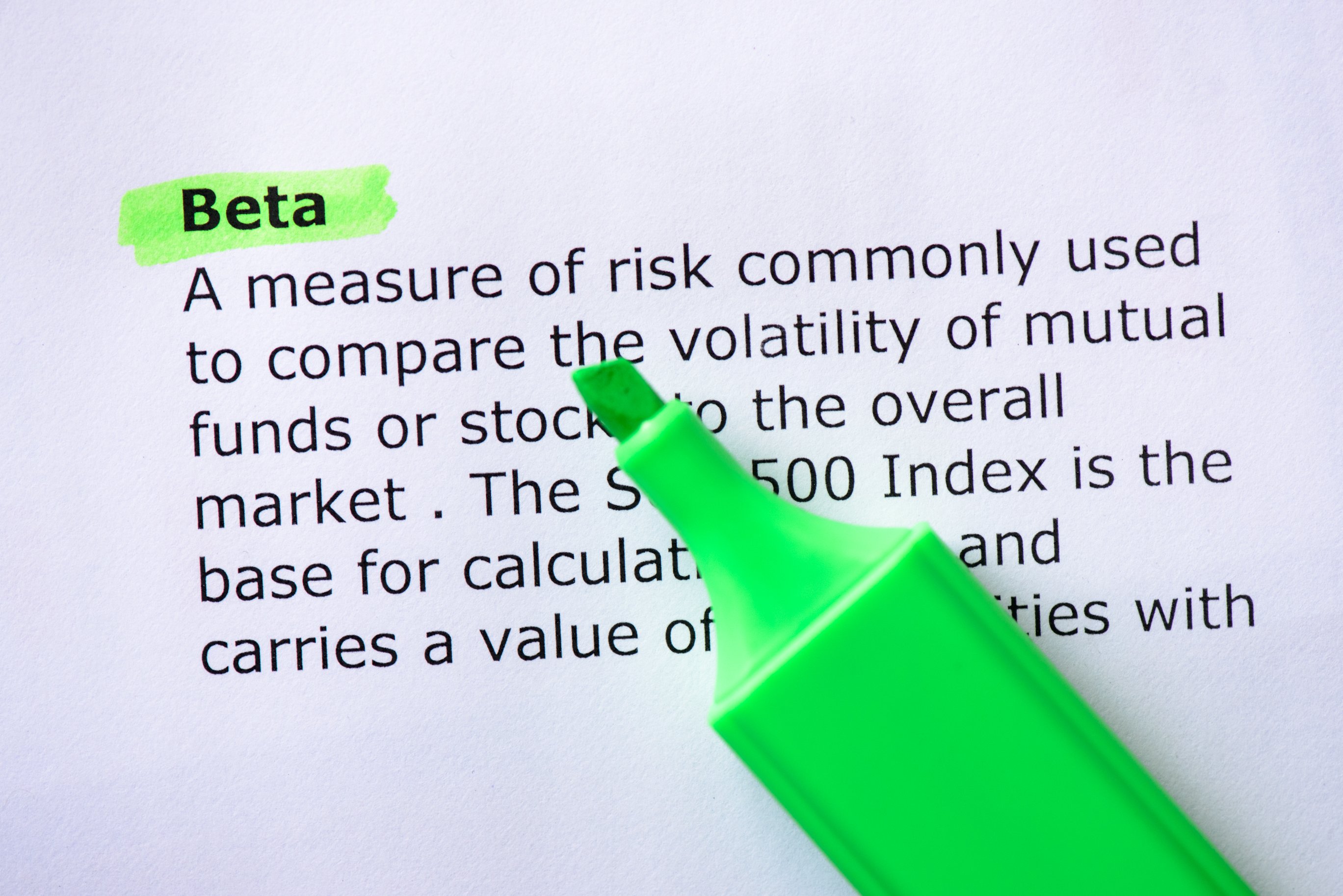 Beta definition with green marker