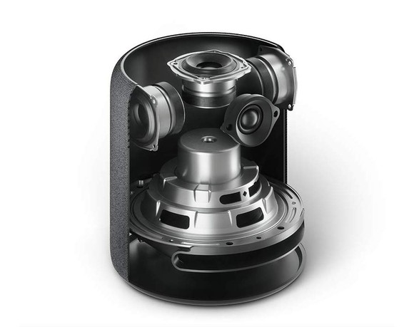 Interior view of Echo Studio speaker setup