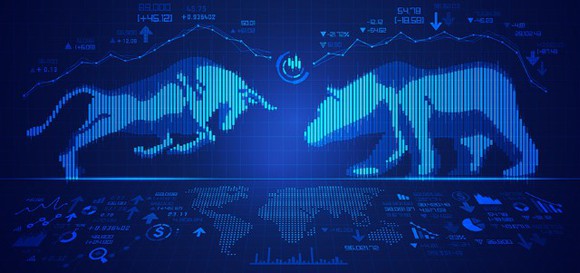 A bull and bear face off