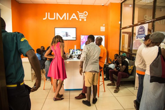 A busy Jumia demo store.
