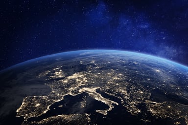 europe at night, from space