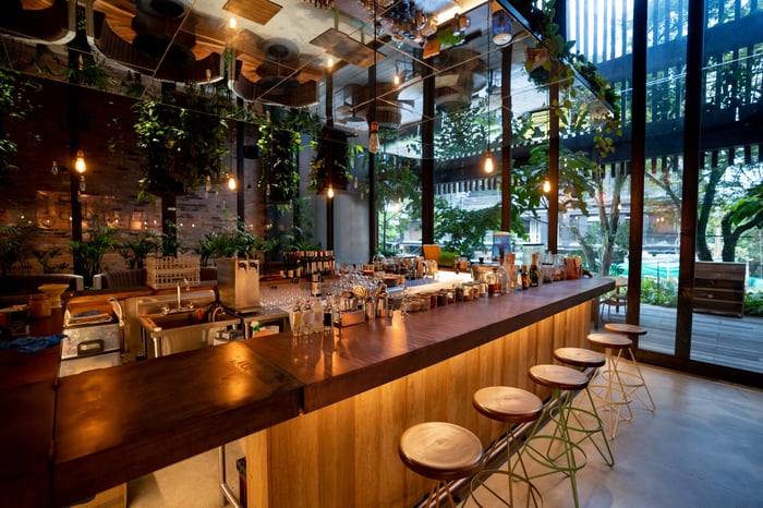 empty store with bar stools