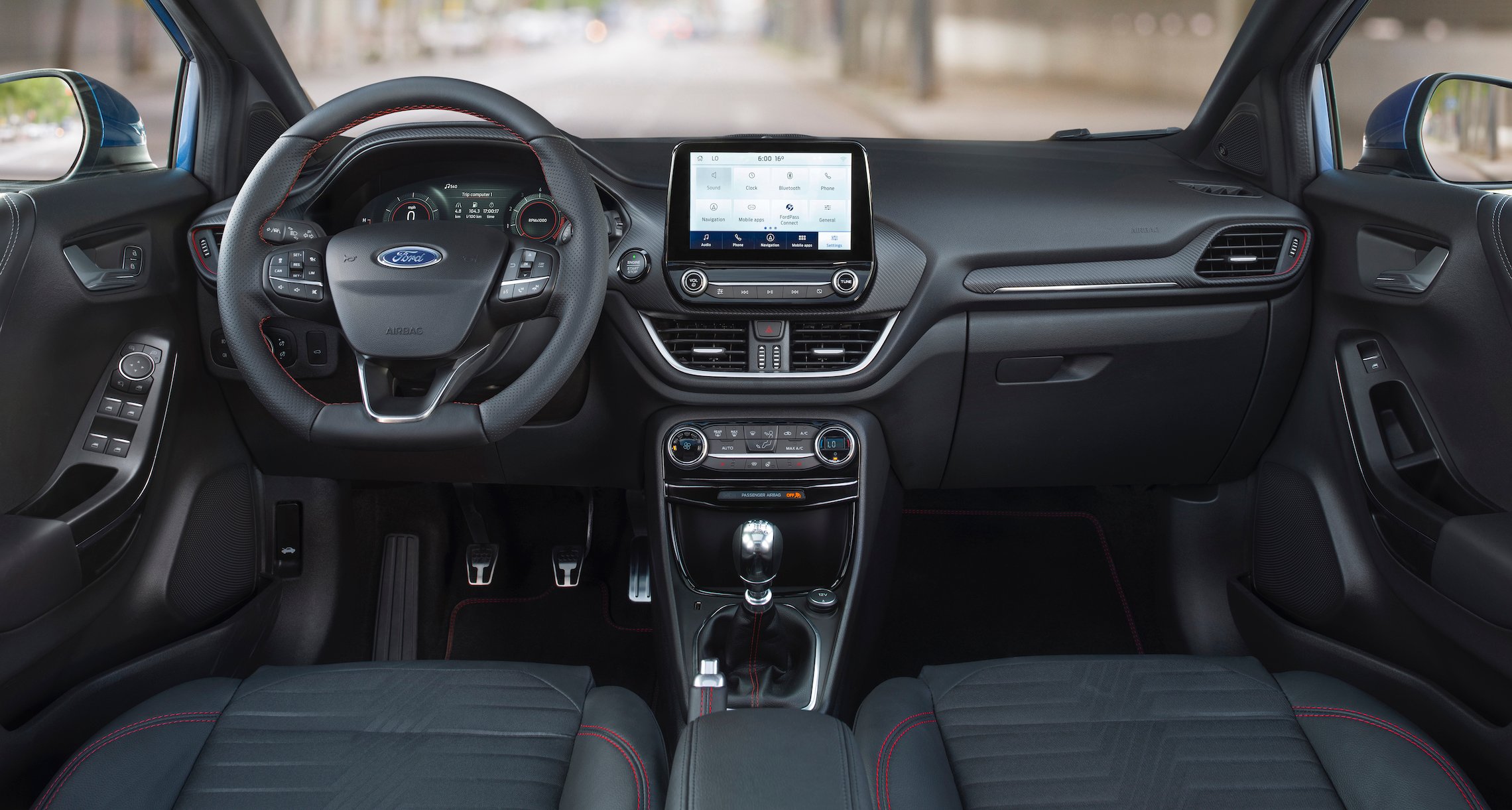 A view of the front seats and dashboard of a 2020 Ford Puma