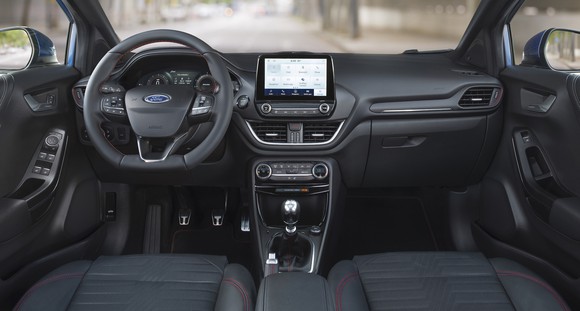 A view of the front seats and dashboard of a 2020 Ford Puma