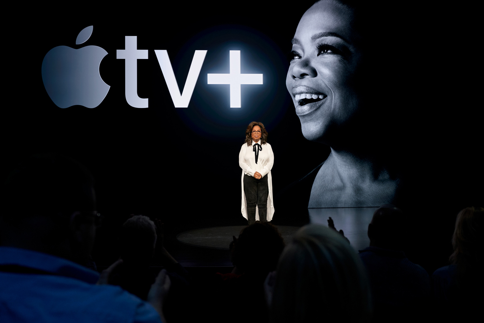 Oprah Winfrey at an Apple TV+ presentation.