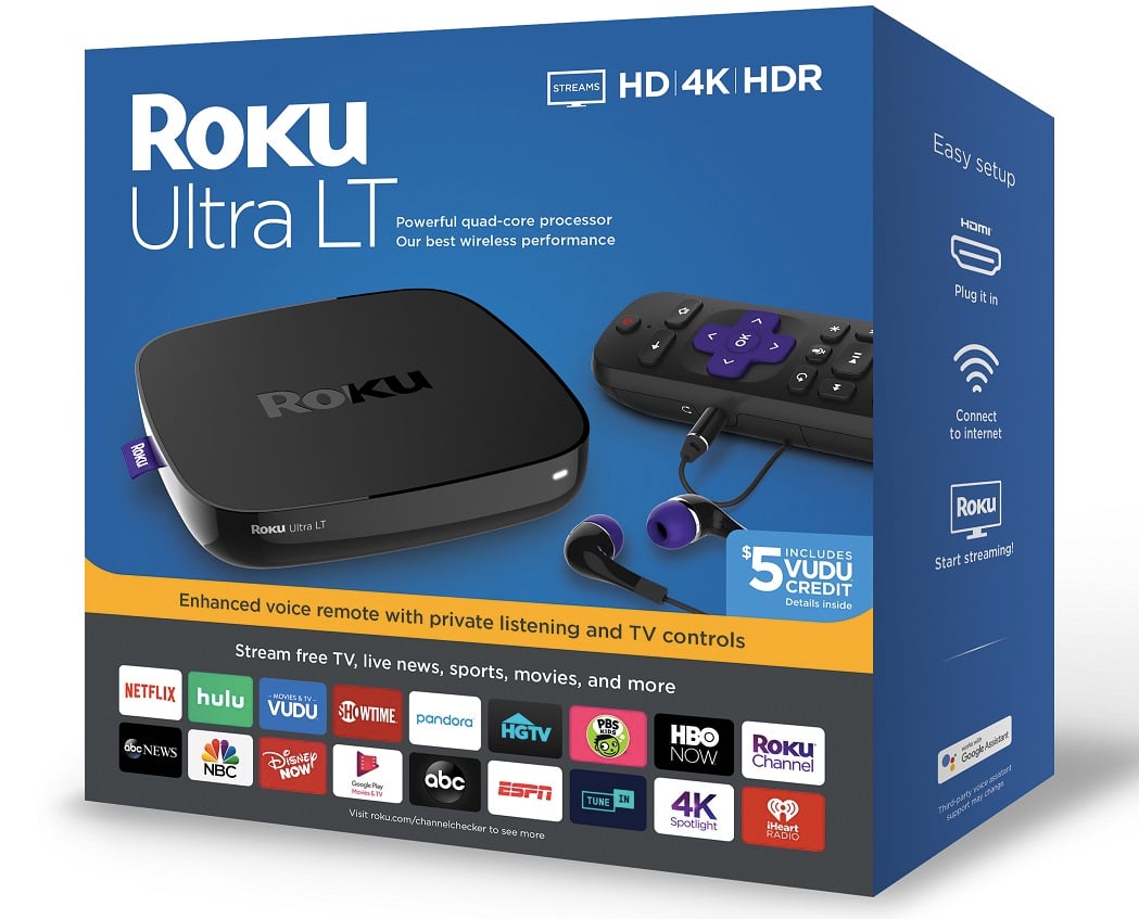 Box with Roku streaming device in it.