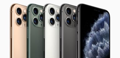 Several iPhone 11 Pro phone in a row IS Apple