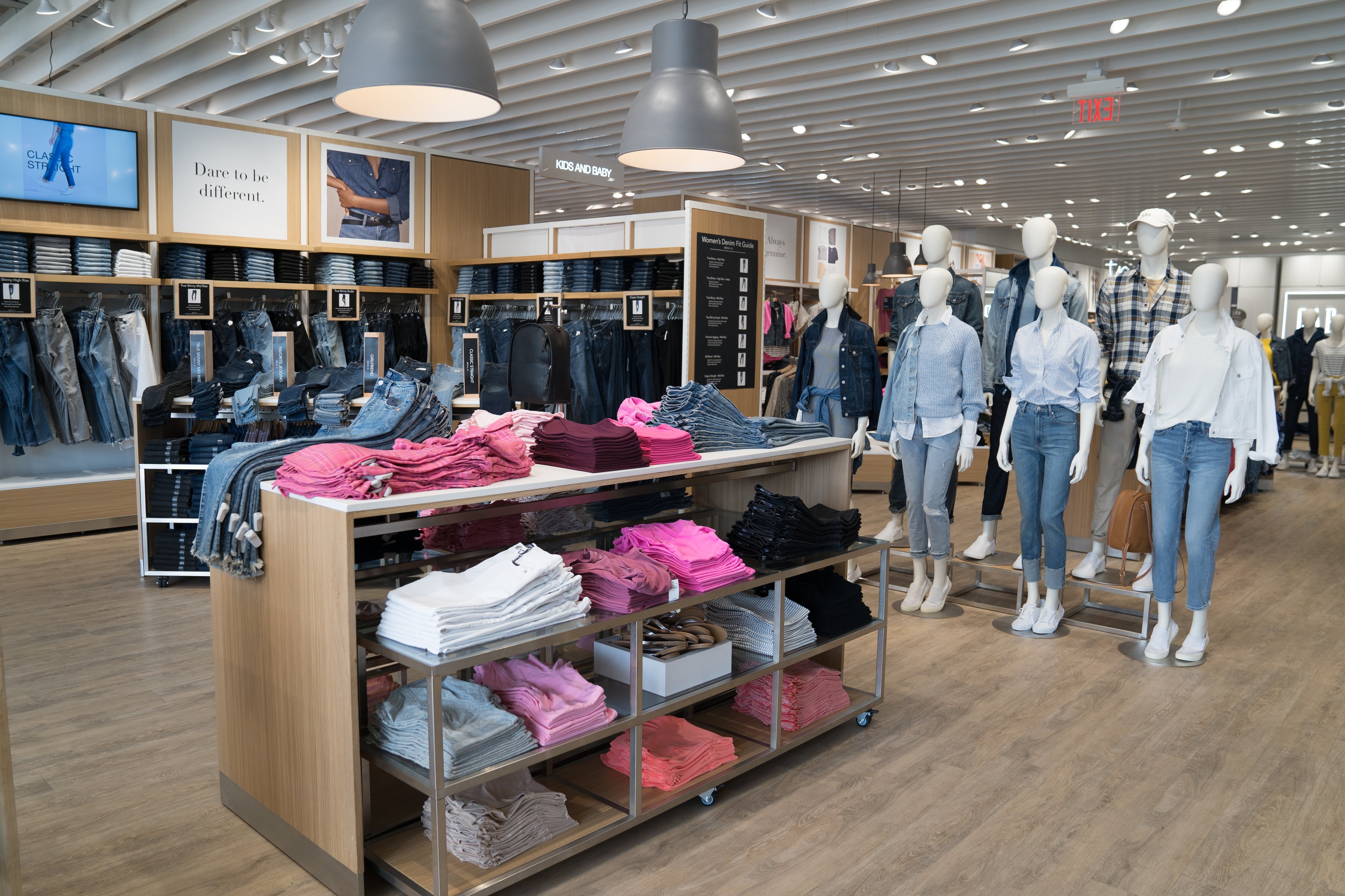 Clothing displayed in a Gap store in Encinitas, Ca