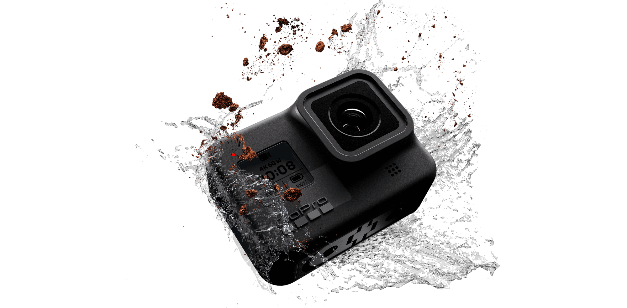 Hero 8 Black getting splashed in water