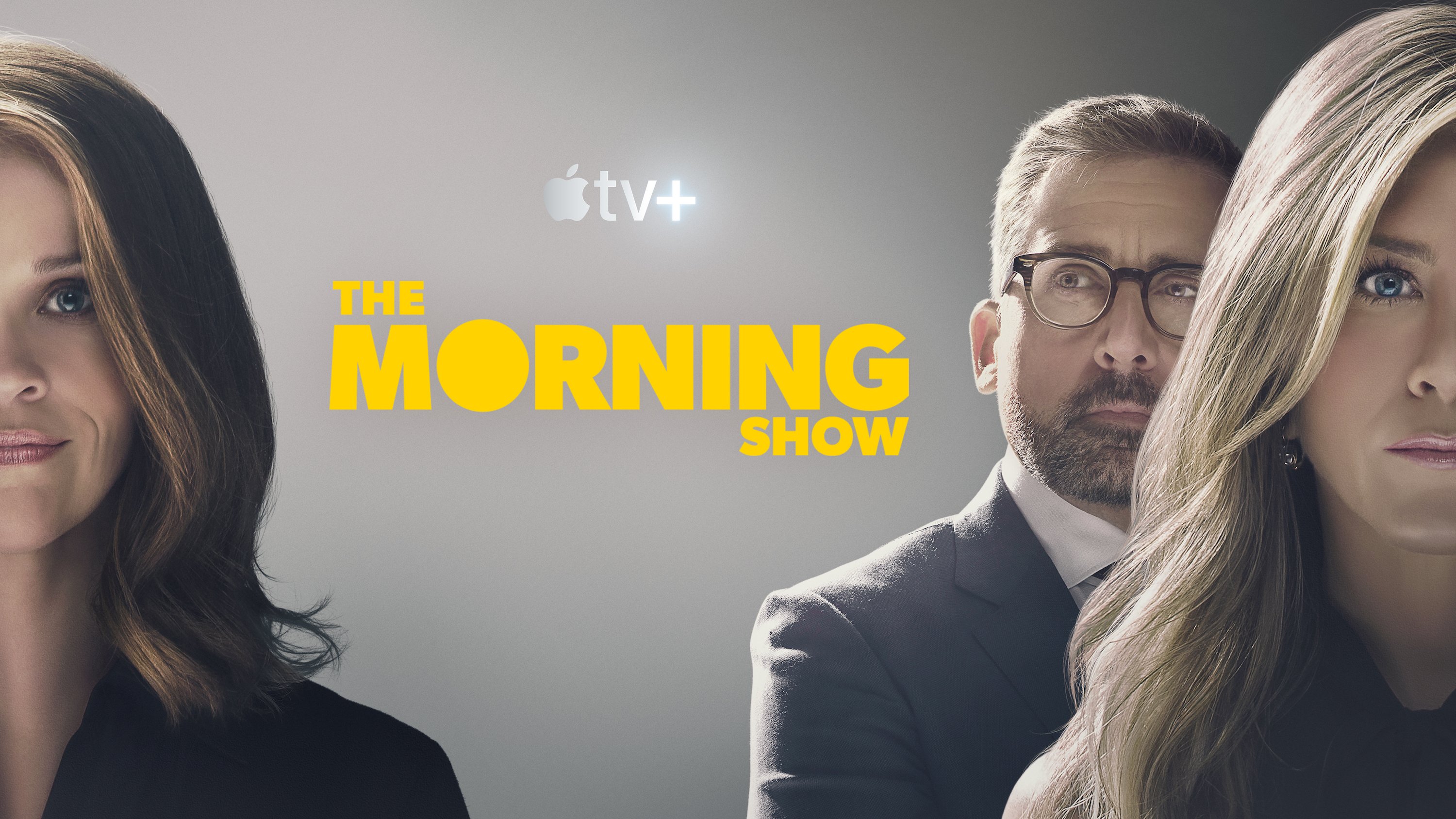 Reese Witherspoon, Jennifer Aniston, and Steve Carell on a poster for The Morning Show.