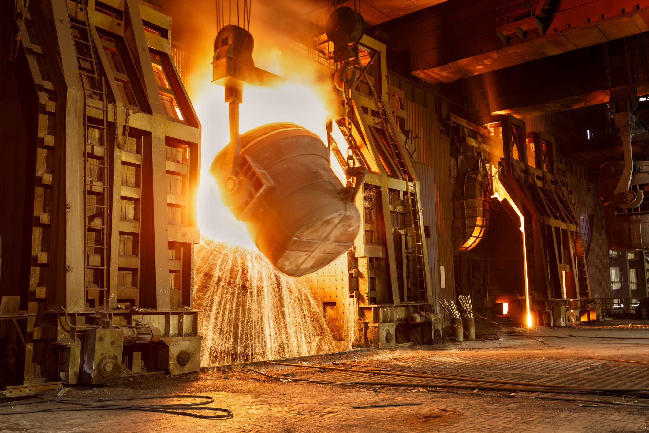 A blast furnace in a steel mill.