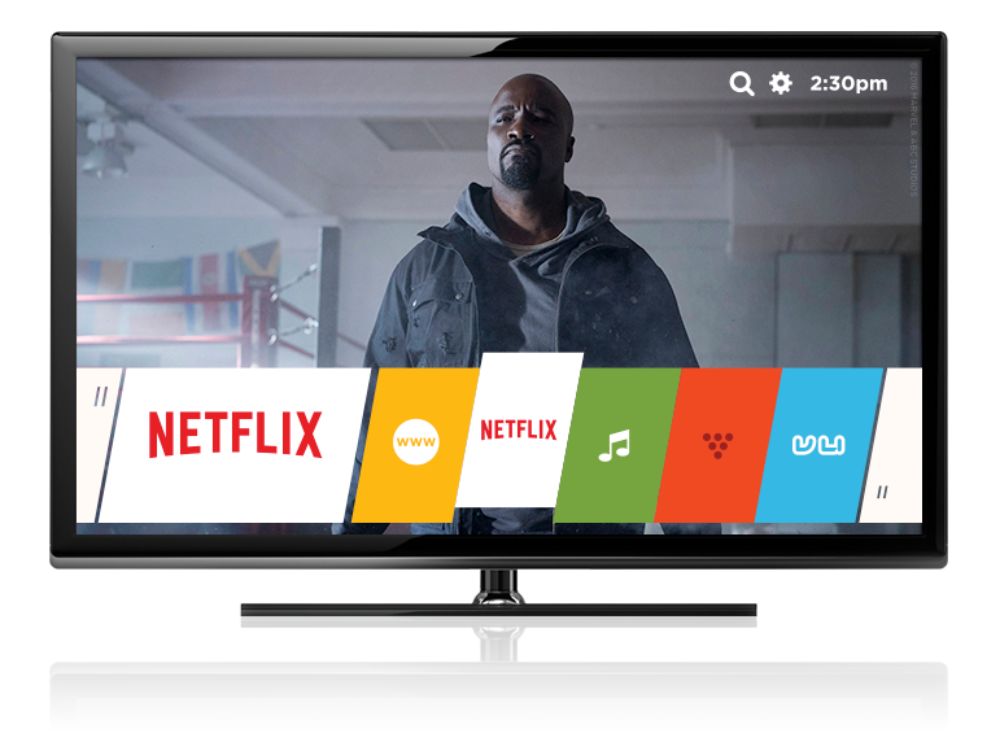 A television composite image showing a Netflix-enabled TV.