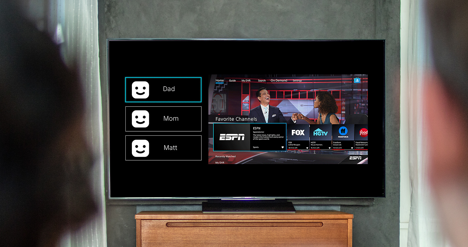 PS Vue running on a TV.