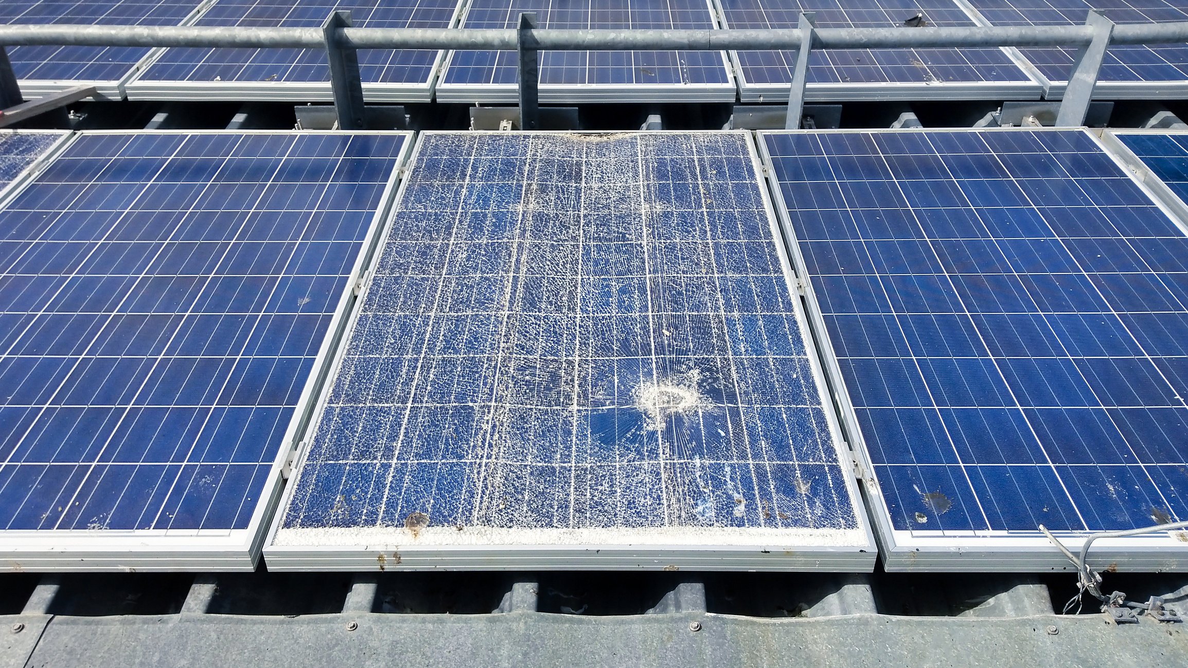Shattered solar panel