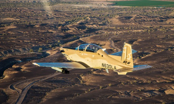 Textron's AT-6 Wolverine in flight.