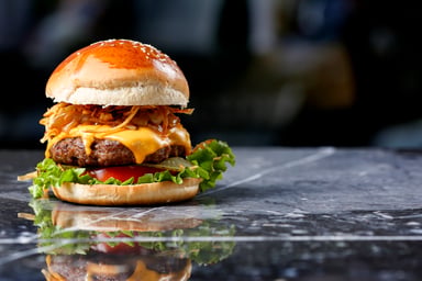 burger on marble background