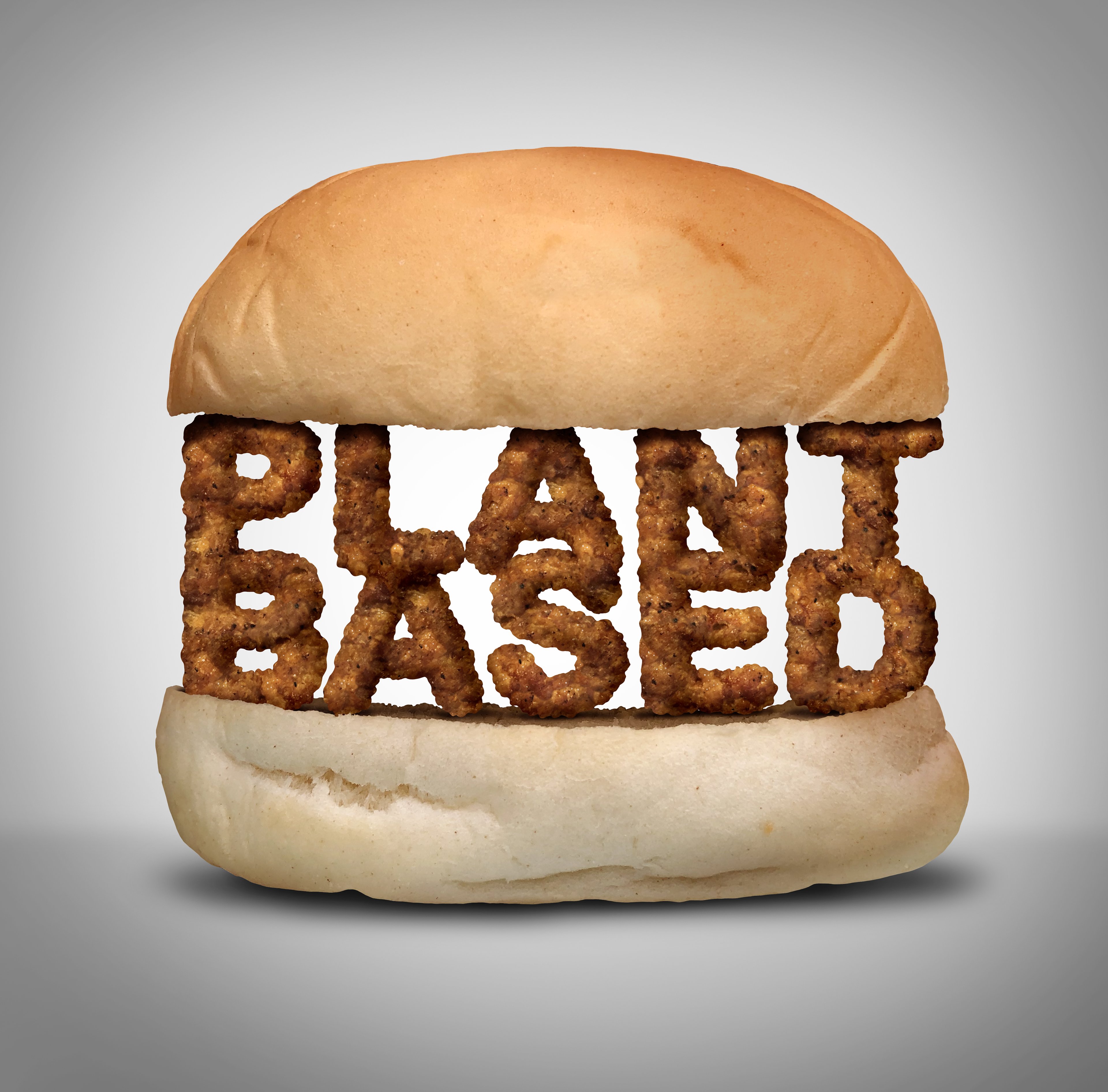 Picture of Sandwich with the words "Plant Based" as the patty