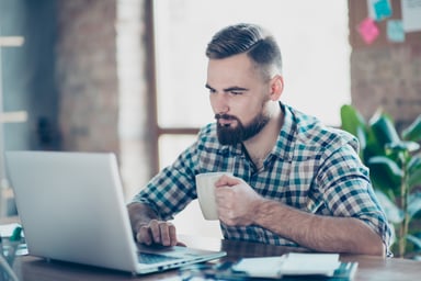 computer search man coffee