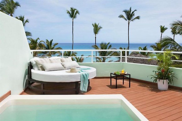 A private pool and patio a hotel