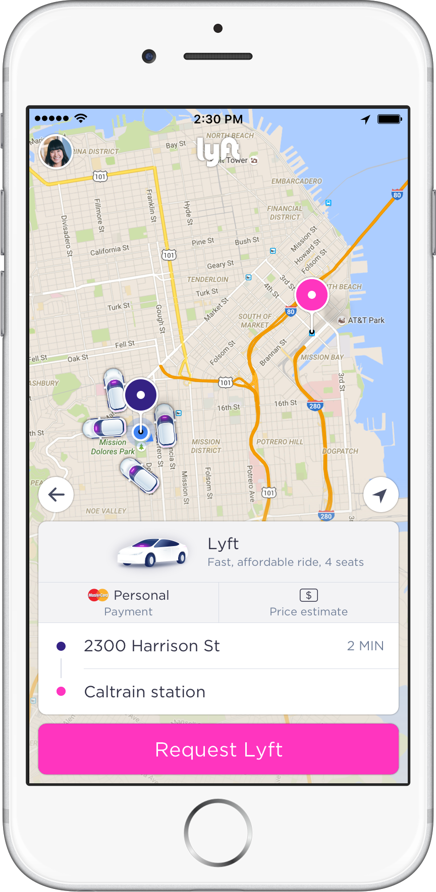 Lyft app displayed on a smartphone