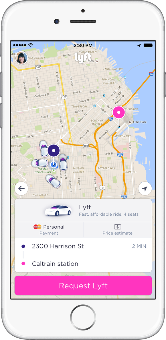 Lyft app displayed on a smartphone