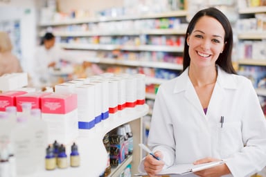 Smiling female pharmacist