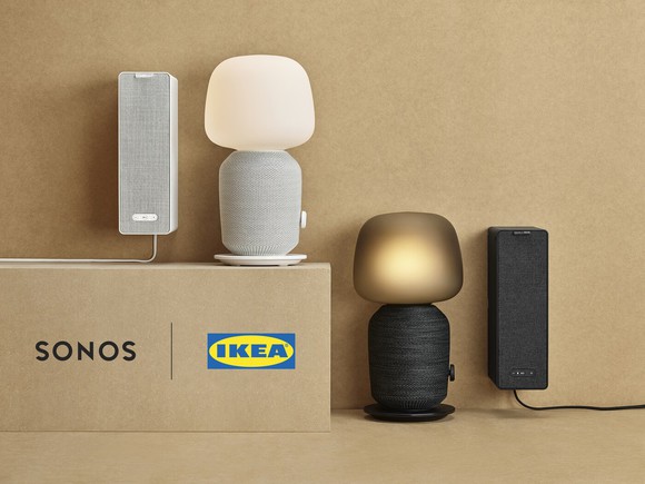 Sonos speakers in IKEA lamps.