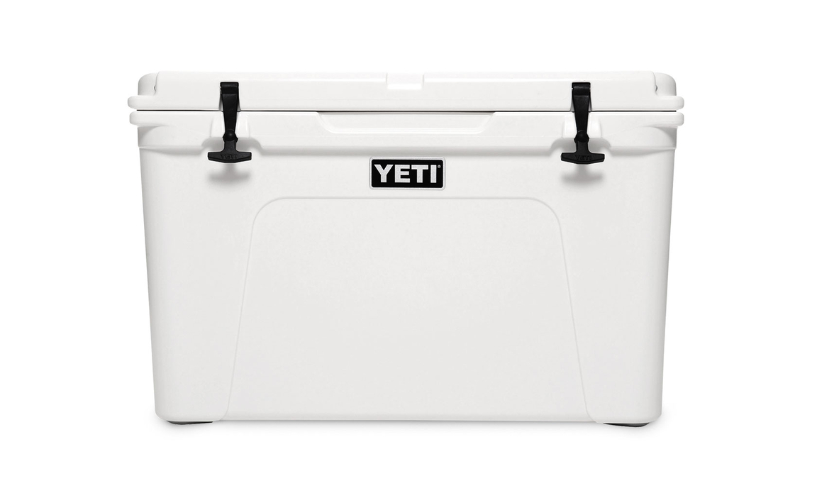 A white Yeti cooler.