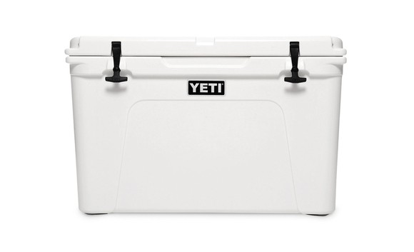 A white Yeti cooler.