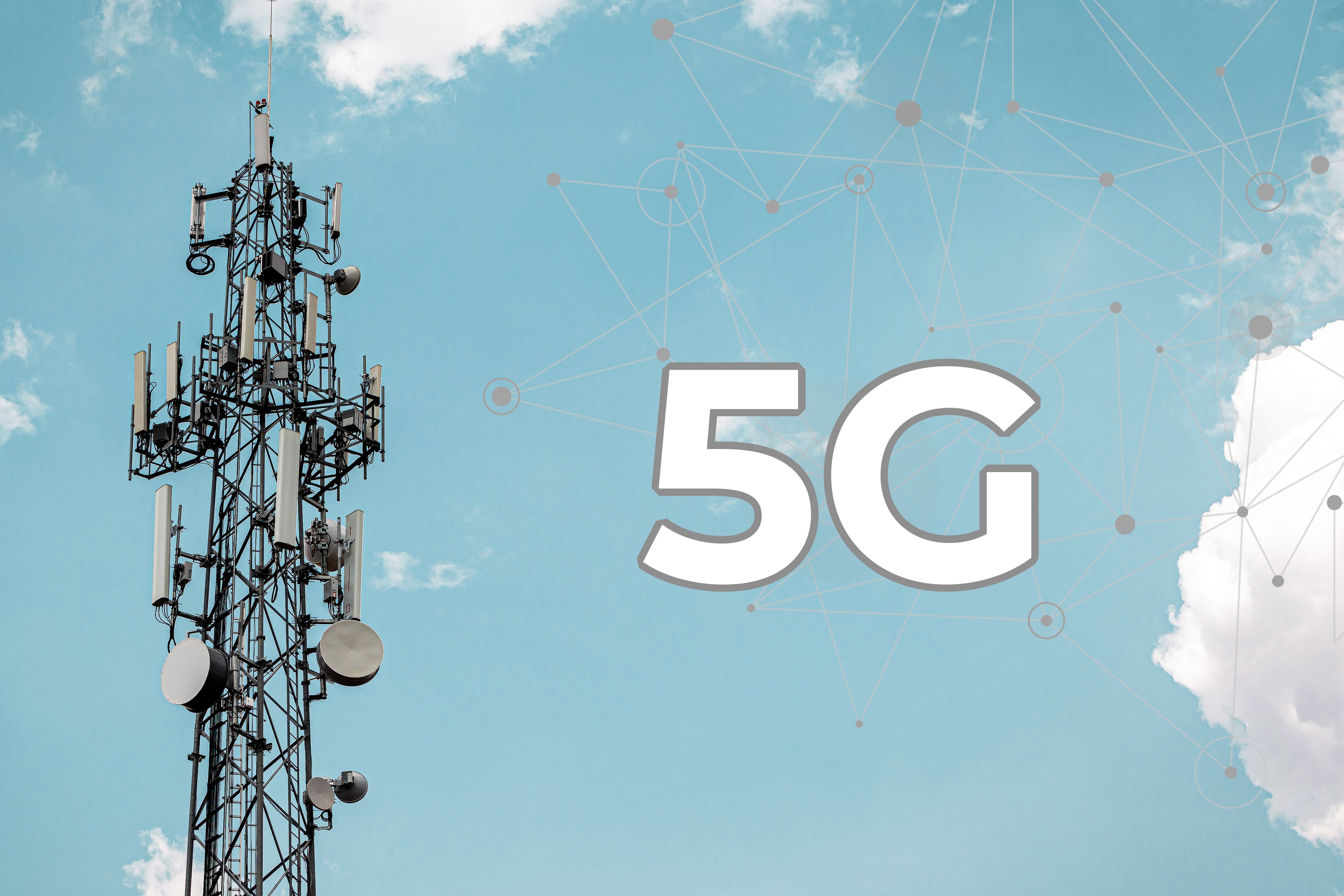 Image of cell tower with 5G next to it