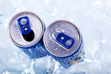 two cans in ice