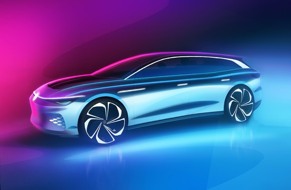 A rendering of VW's ID. Space Vizzion, a sleek electric station wagon