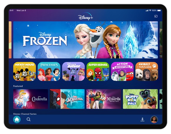 Disney+ kids profile shown on a tablet.