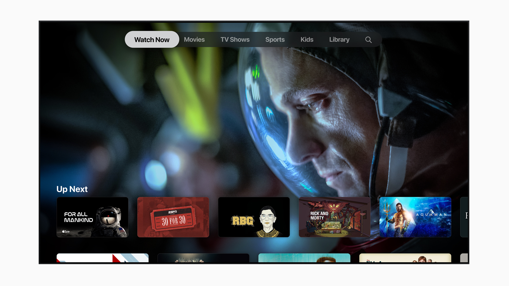 Apple TV+ interface displayed on a TV