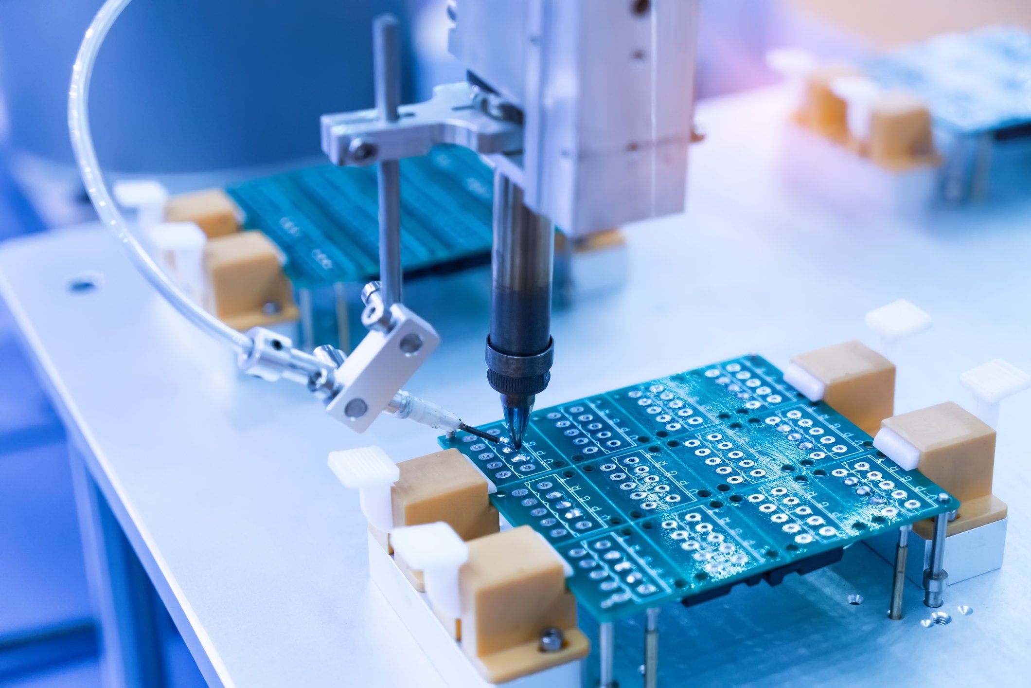 Machine building a semiconductor chip.