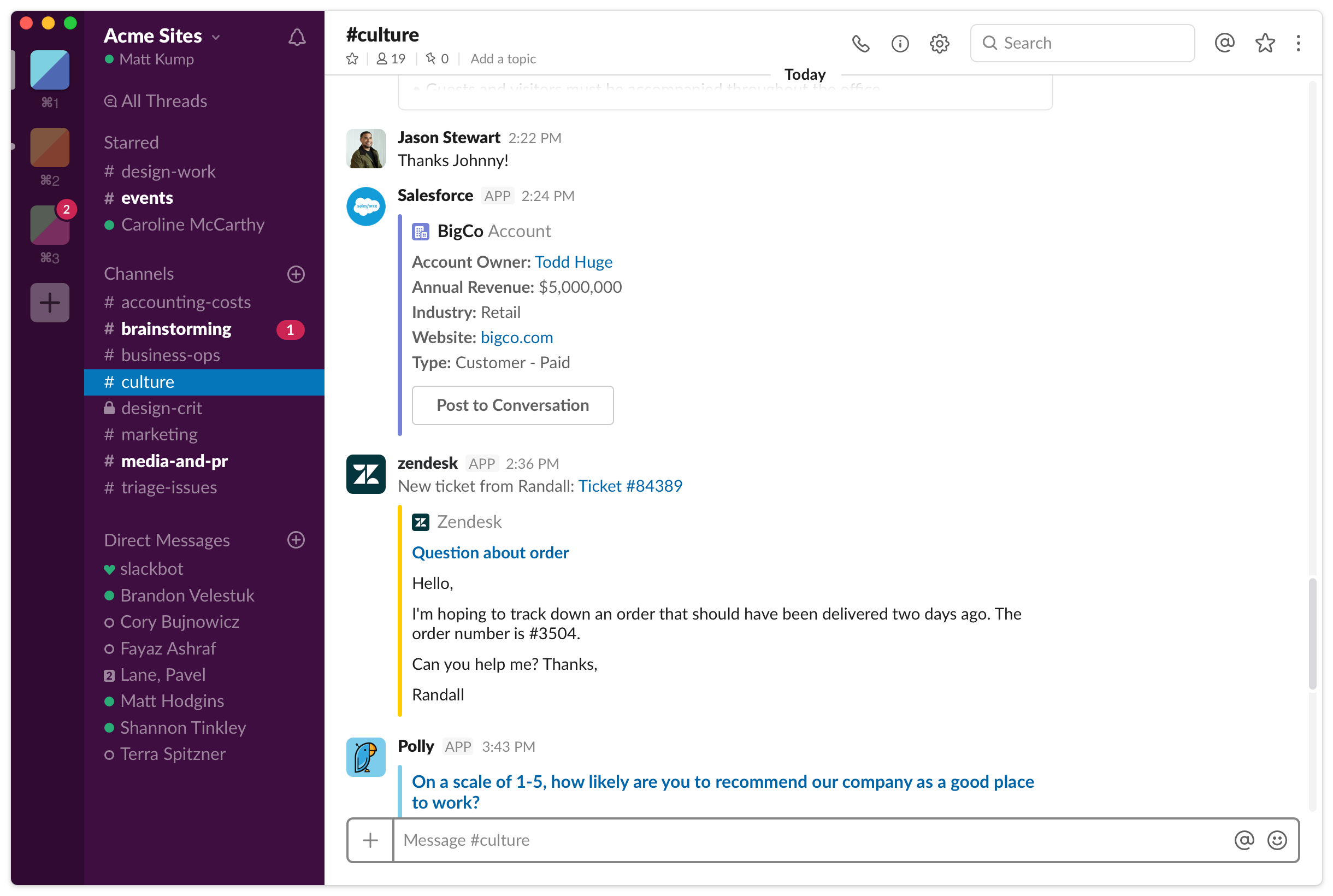 Slack app interface on Mac