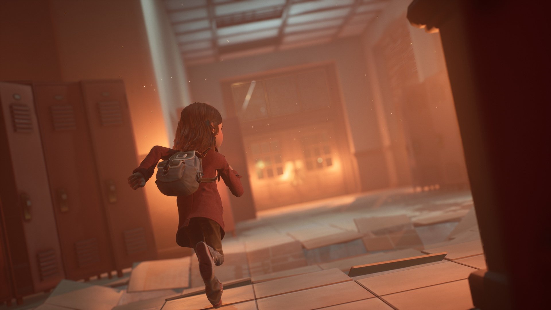 A screenshot showing the main character from Stadia-exclusive 'Gylt' running.