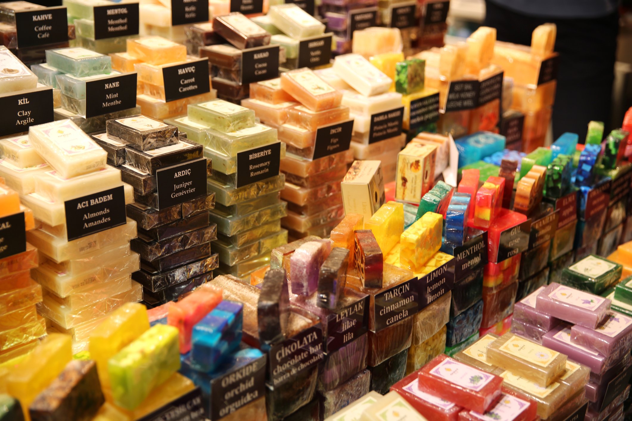 A retail store with a full display of various soaps.