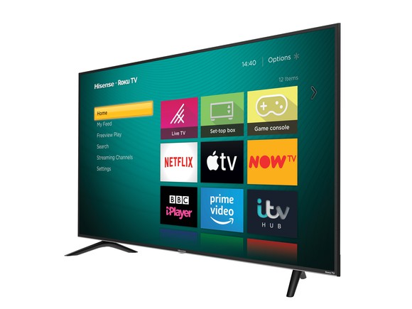 An angled view of the Roku Hisense TV released in the U.K. 
