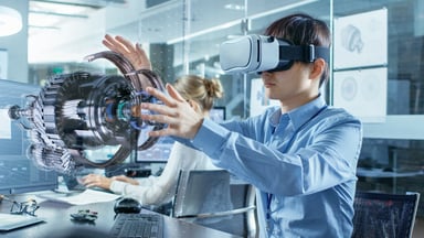 Worker in Augmented Reality Headset