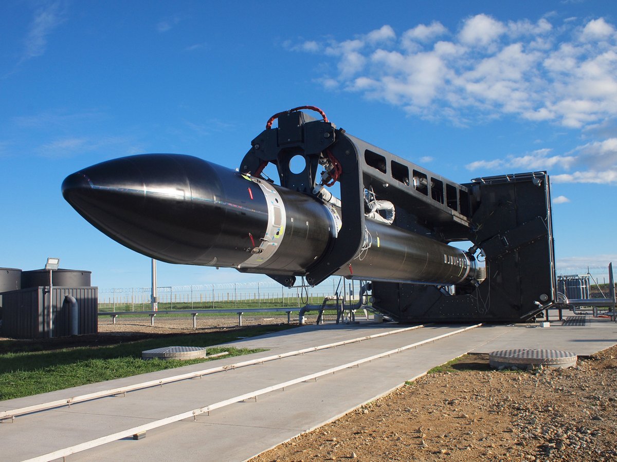 Rocket Lab Electron rocket horizontal en route to launch pad