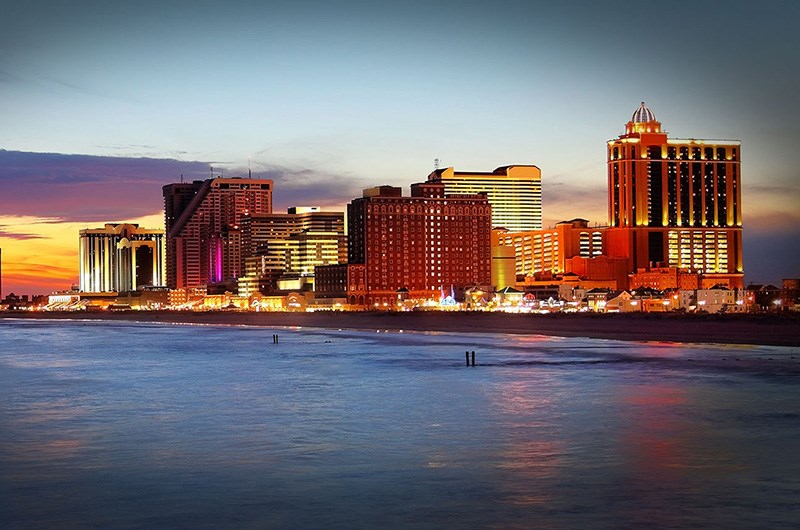Atlantic City skyline at night.