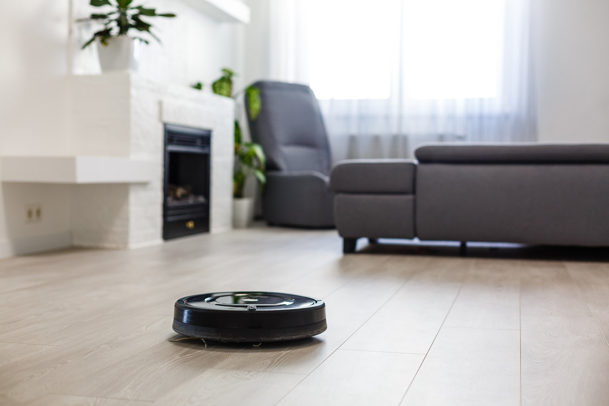 A robotic vacuum cleaner.