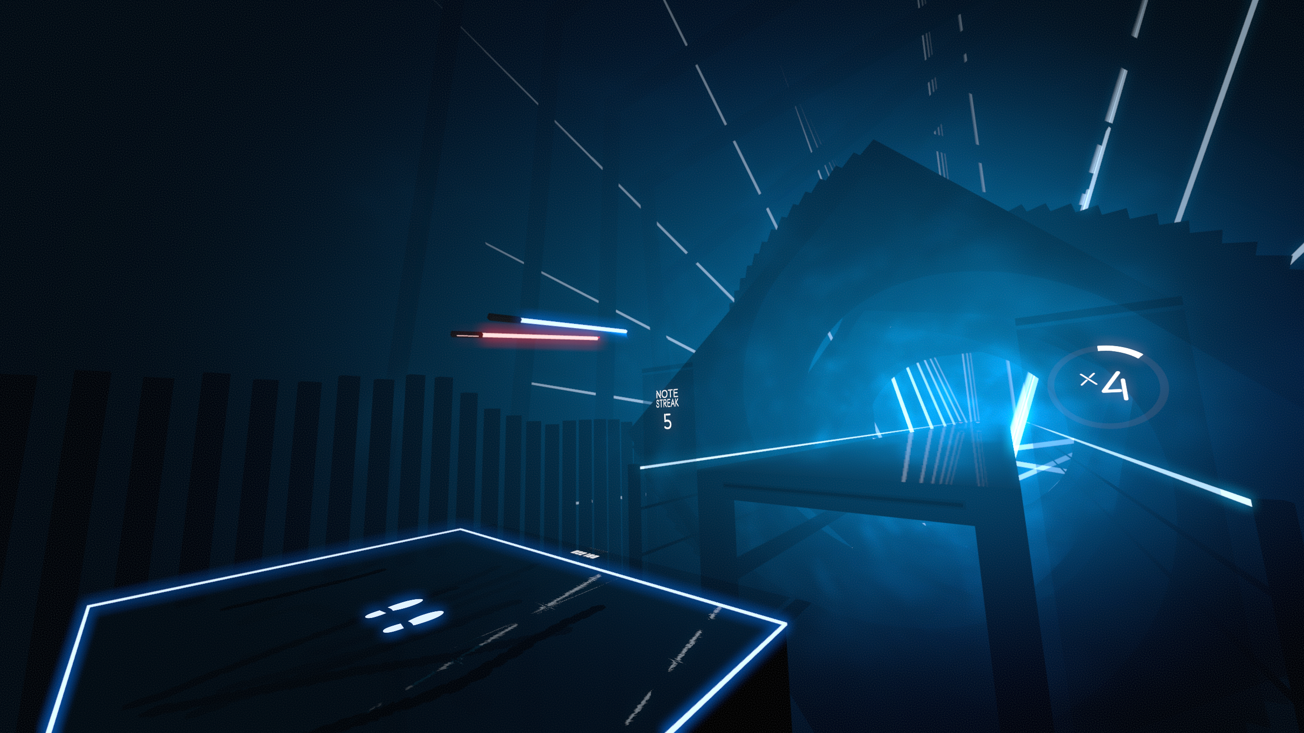 A screenshot from Beat Games' Beat Saber.