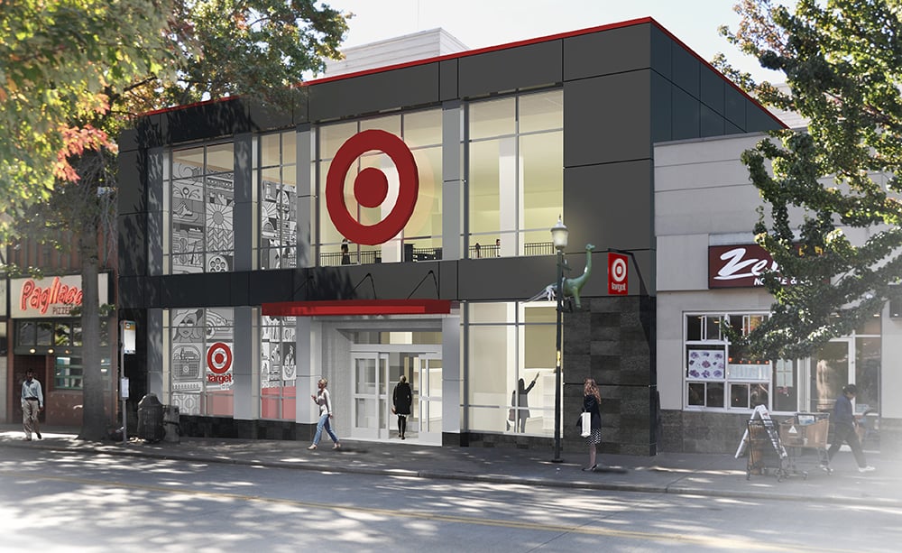 Drawing of small-format Target store near Seattle University.